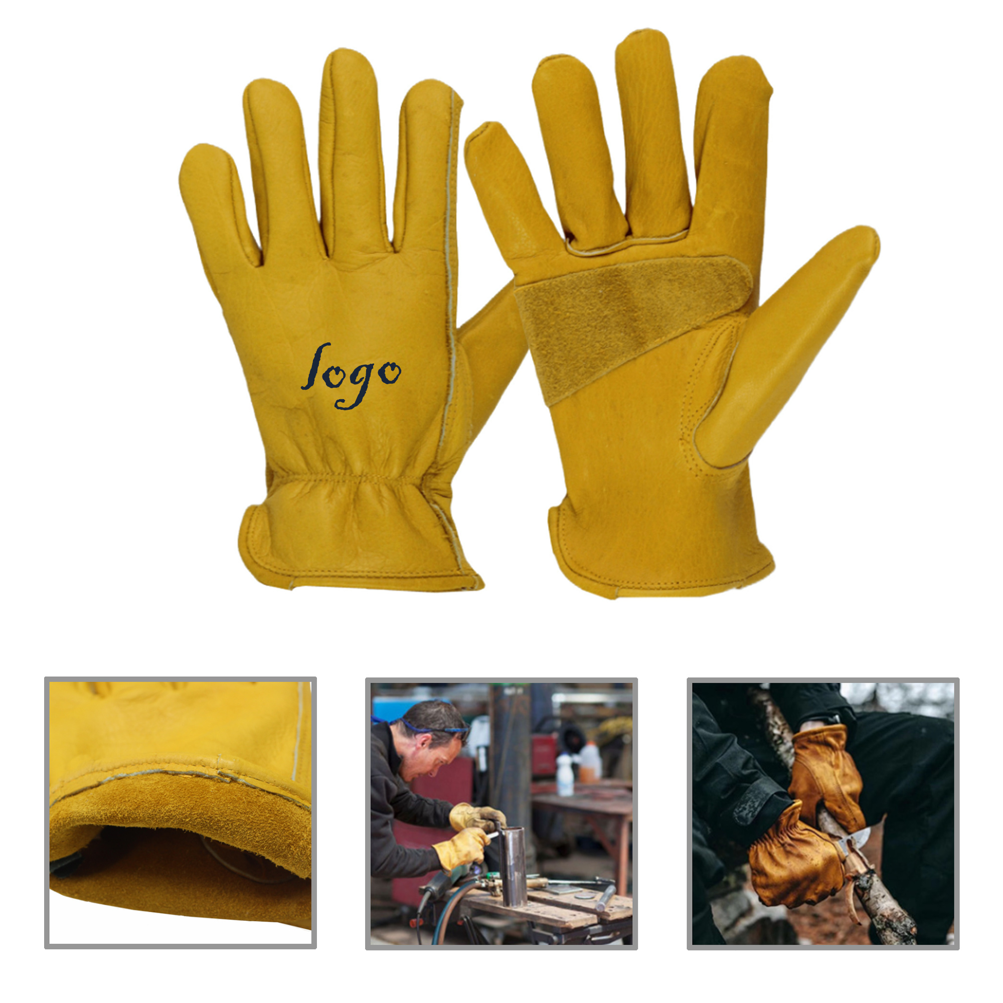 MOQ20 Premium BC Grade Cowhide Leather Work Gloves 2