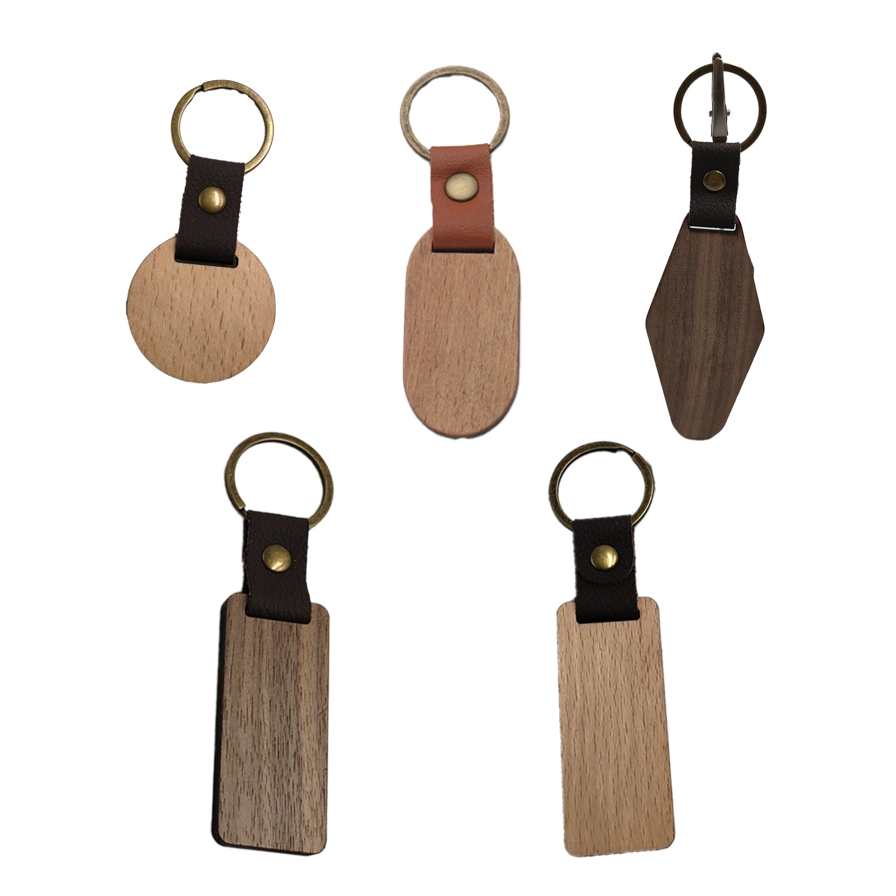 Wooden Key Rings In Various Shapes 2