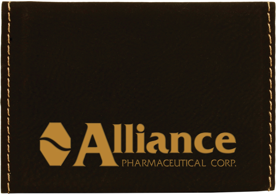 3 3/4" x 2 3/4" Black/Gold Leatherette Hard Business Card Holder 2