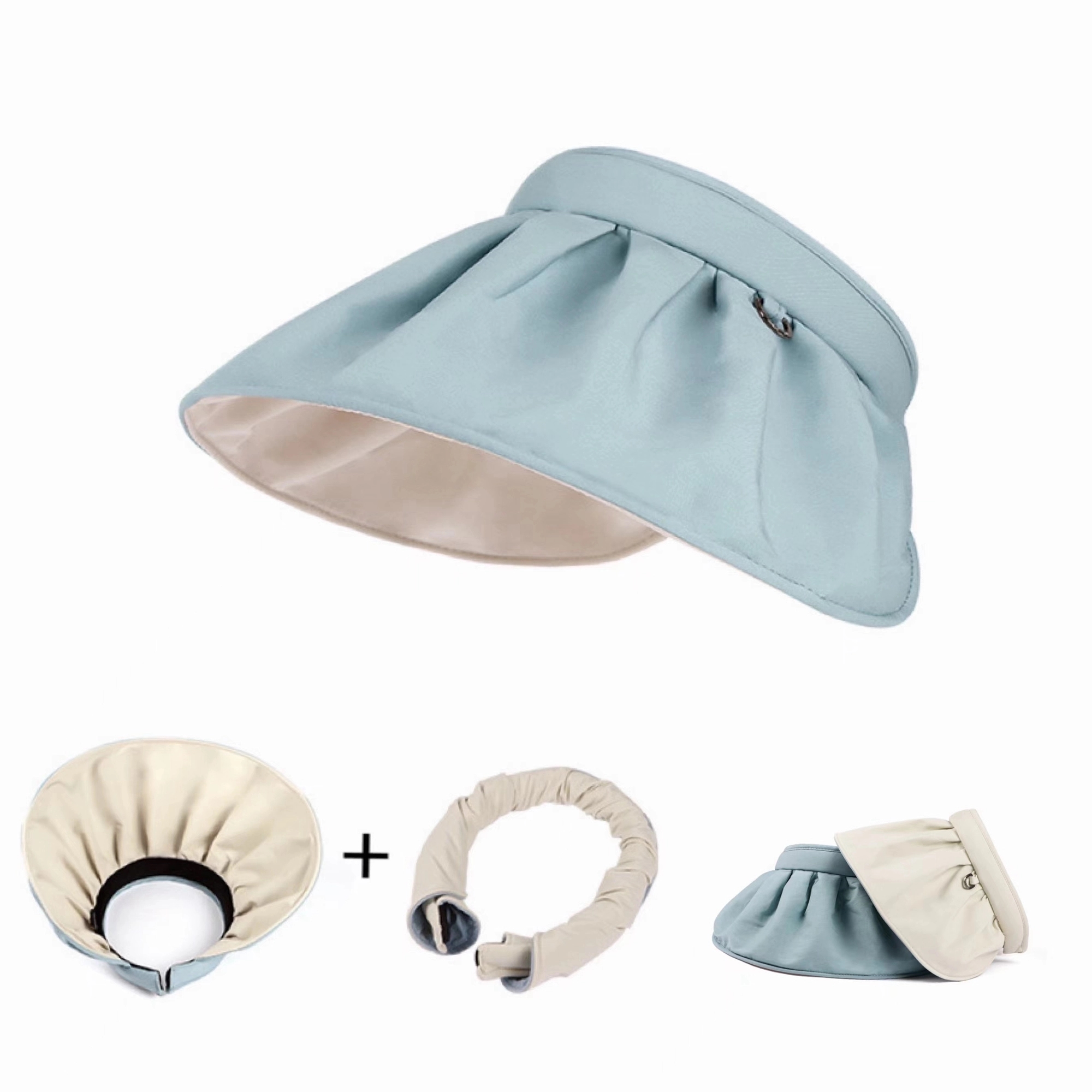 2 In 1 Hairpin Wide Brim Sun Rain Proof Hat