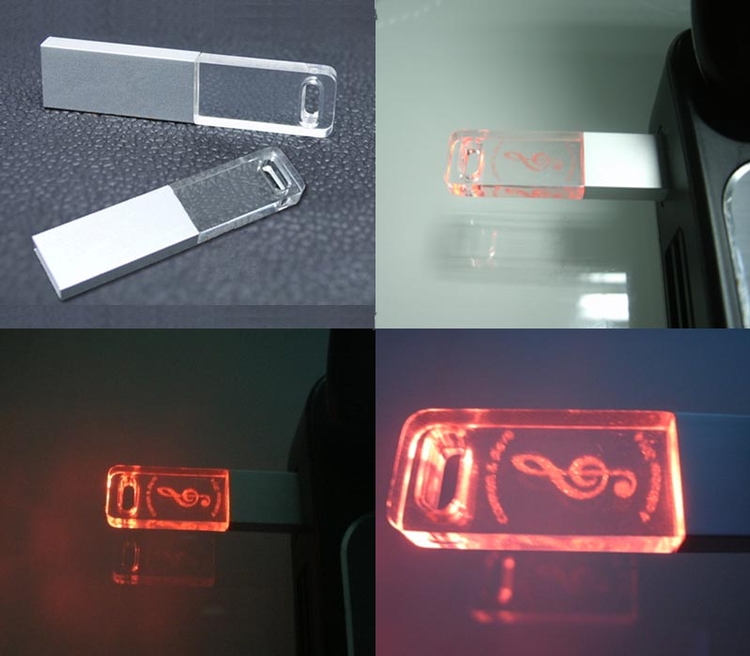 Lightweight LED Acrylic USB Flash Drive with Keychain 3