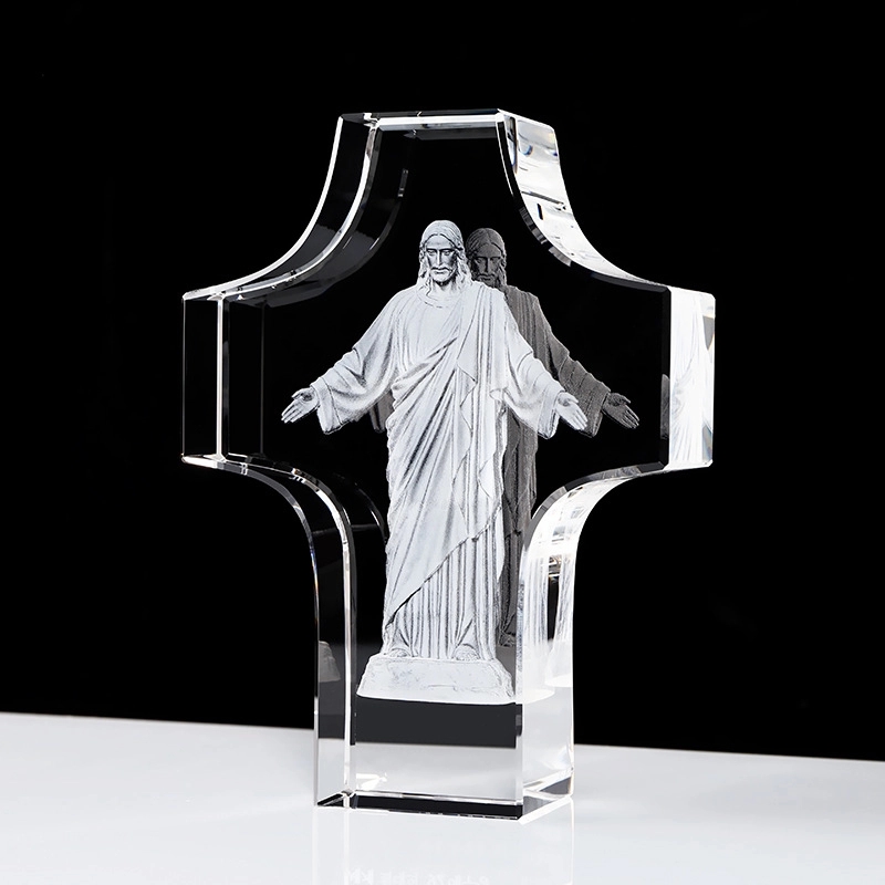 Engraved Crystal Glass Cross 5
