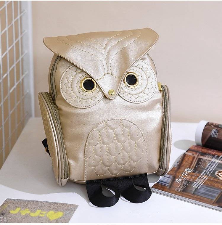 PU Leather Owl Cartoon Backpack 7