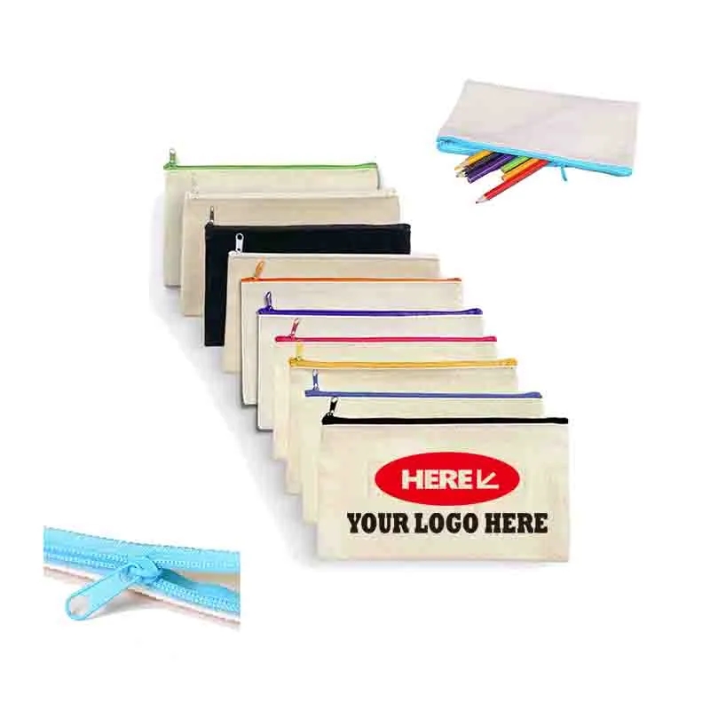 Eco-friendly Student Canvas Pencil Case, custom tote bag with logo imprint 2