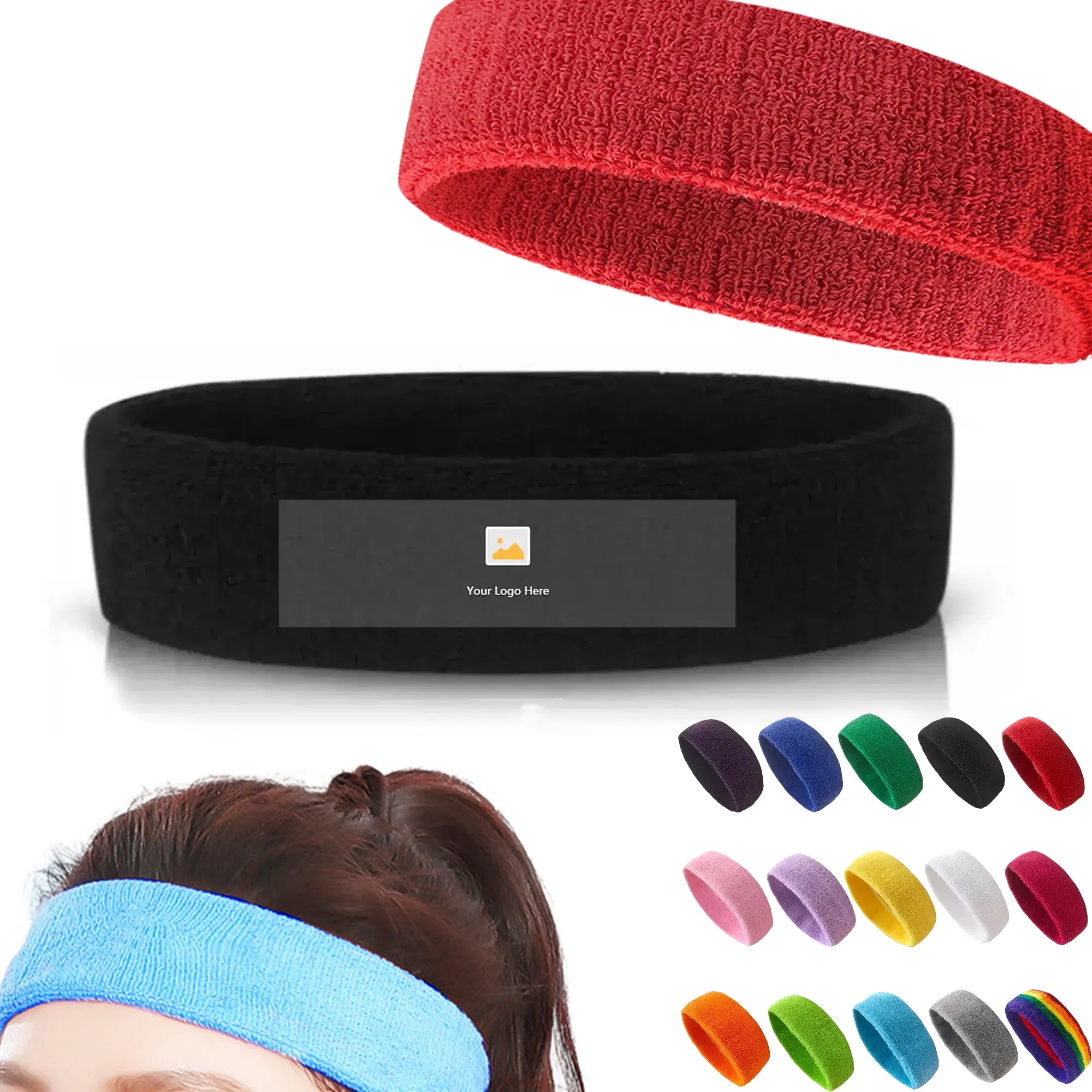MOQ 20PCS Workout Sweatbands For Women Head Sport Hair Bands 4