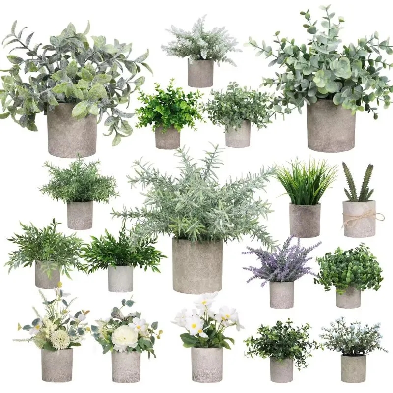 Mini Potted Fake Plants Artificial Small Eucalyptus For Home 3