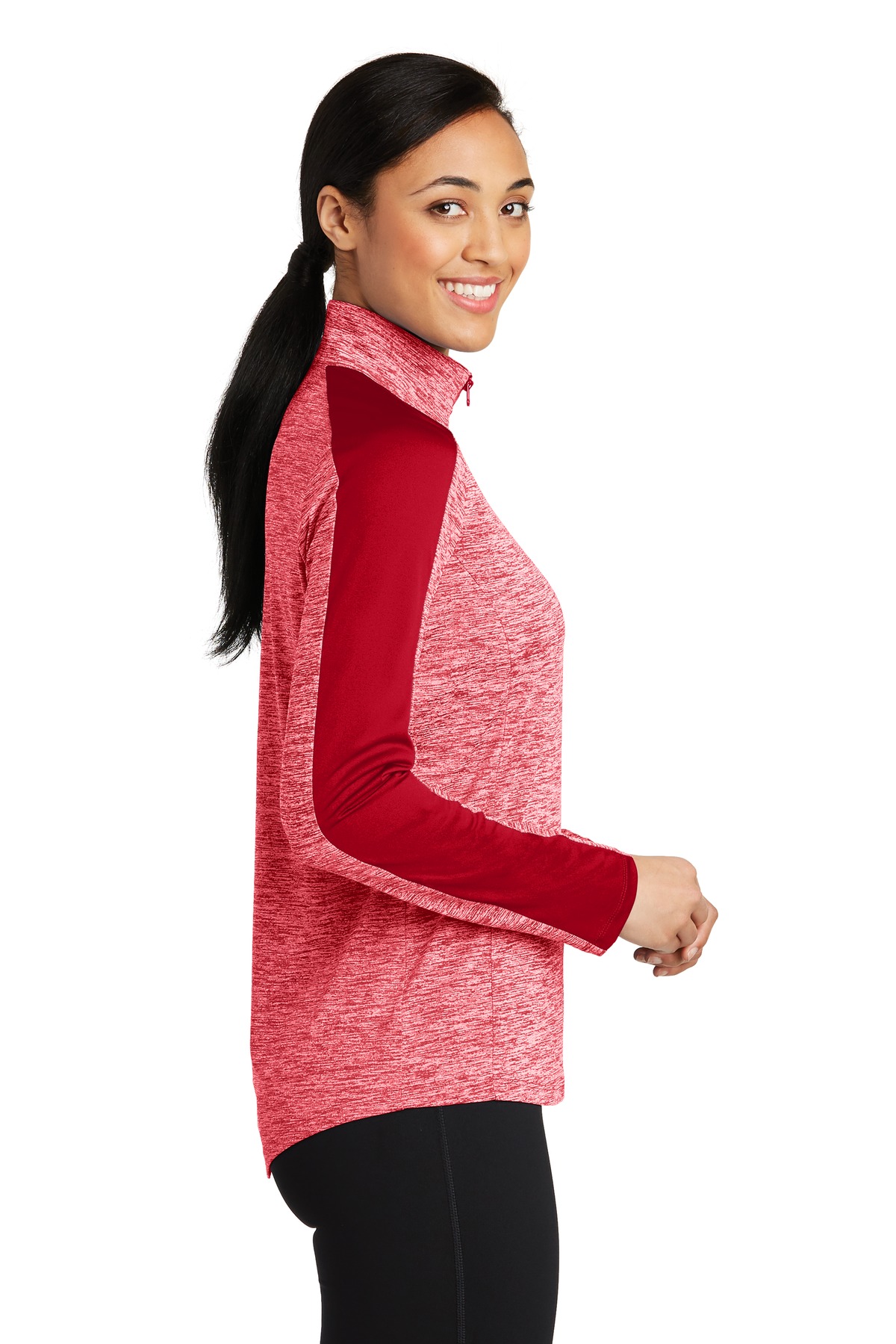 Sport-Tek Women's PosiCharge Electric Heather Colorblock 1/4-Zip Pullover. LST397 12