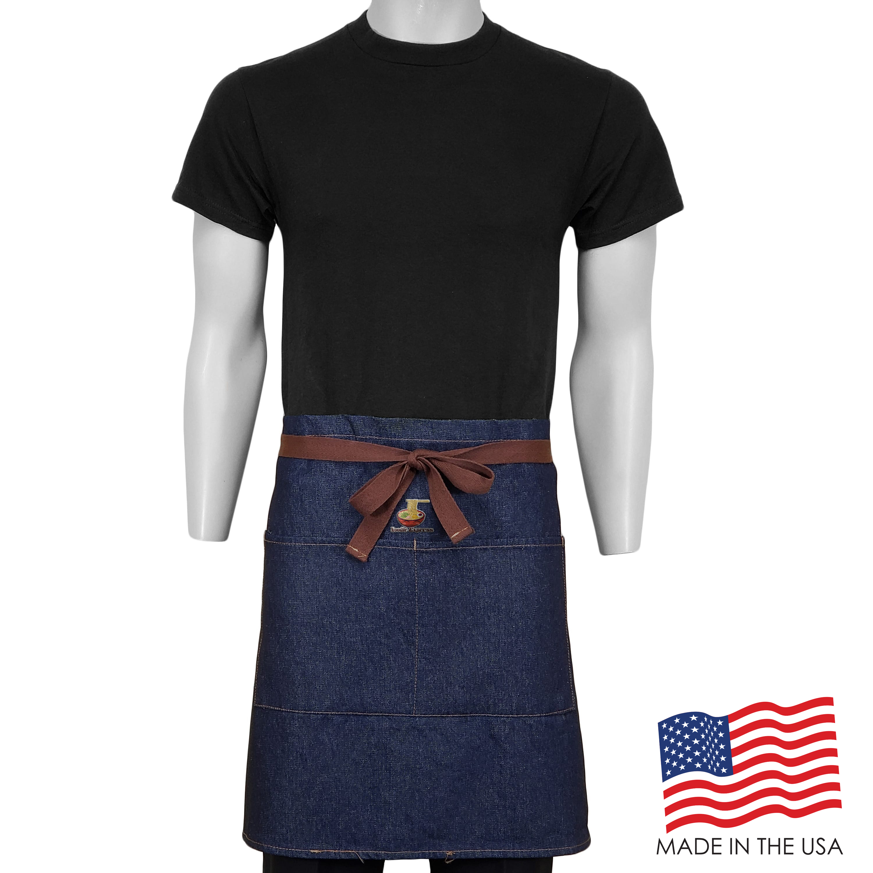 28 in. x 19 in. Denim Half Bistro Apron with Pockets (Embroidered Logo) 2