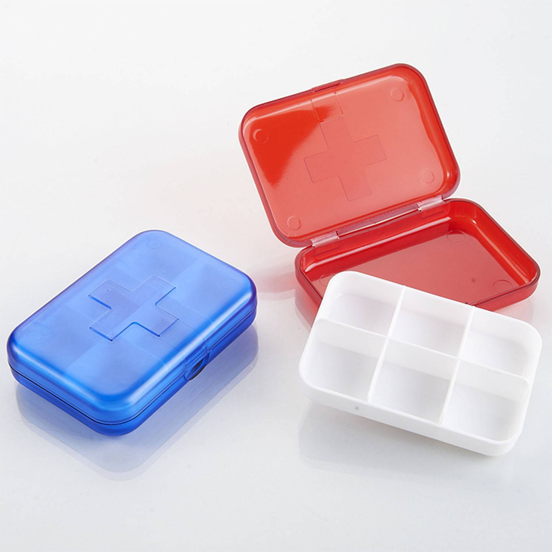 Plastic cross six-compartment pill box 6