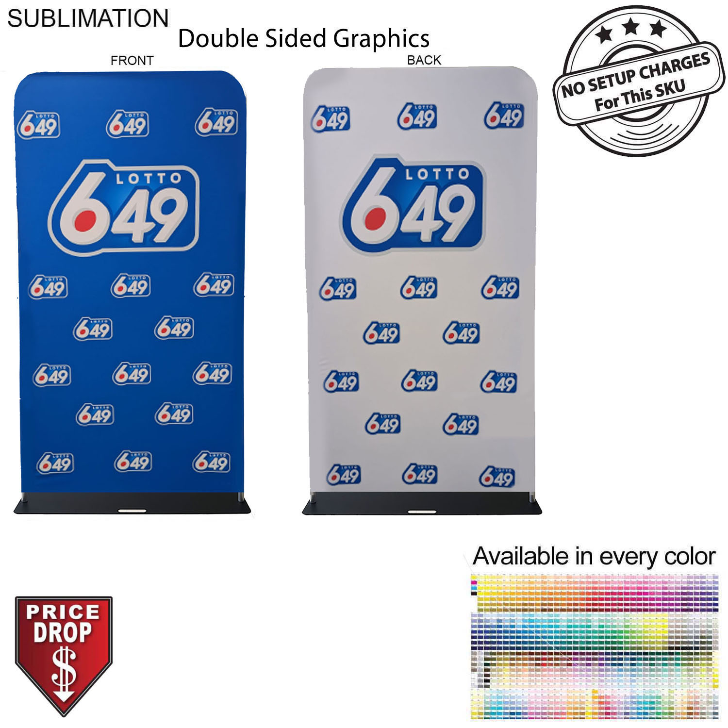 4'W x 90"H EuroFit Tension Fabric Banner with Steel Base, Graphics Double Sided, NO SETUP CHARGE 2