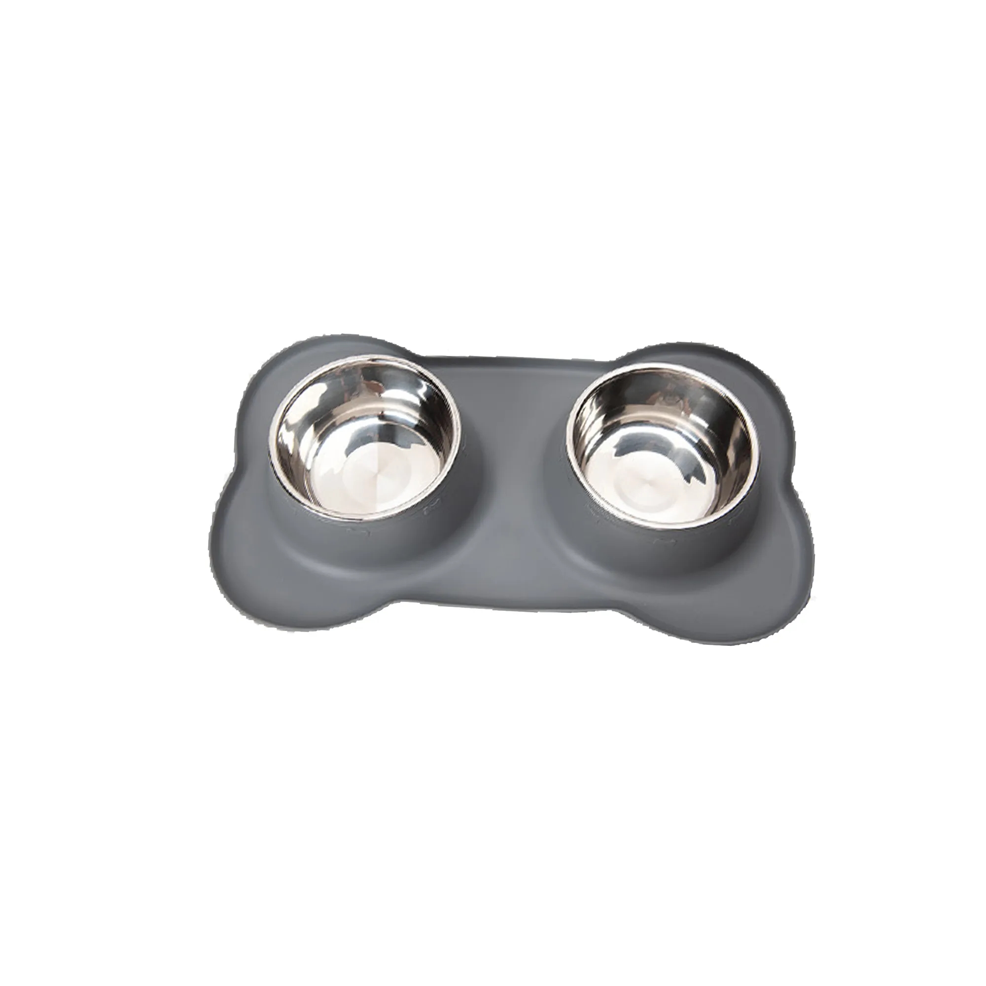 2PCS Stainless Steel Pet Bowls + Silicone Plates 3