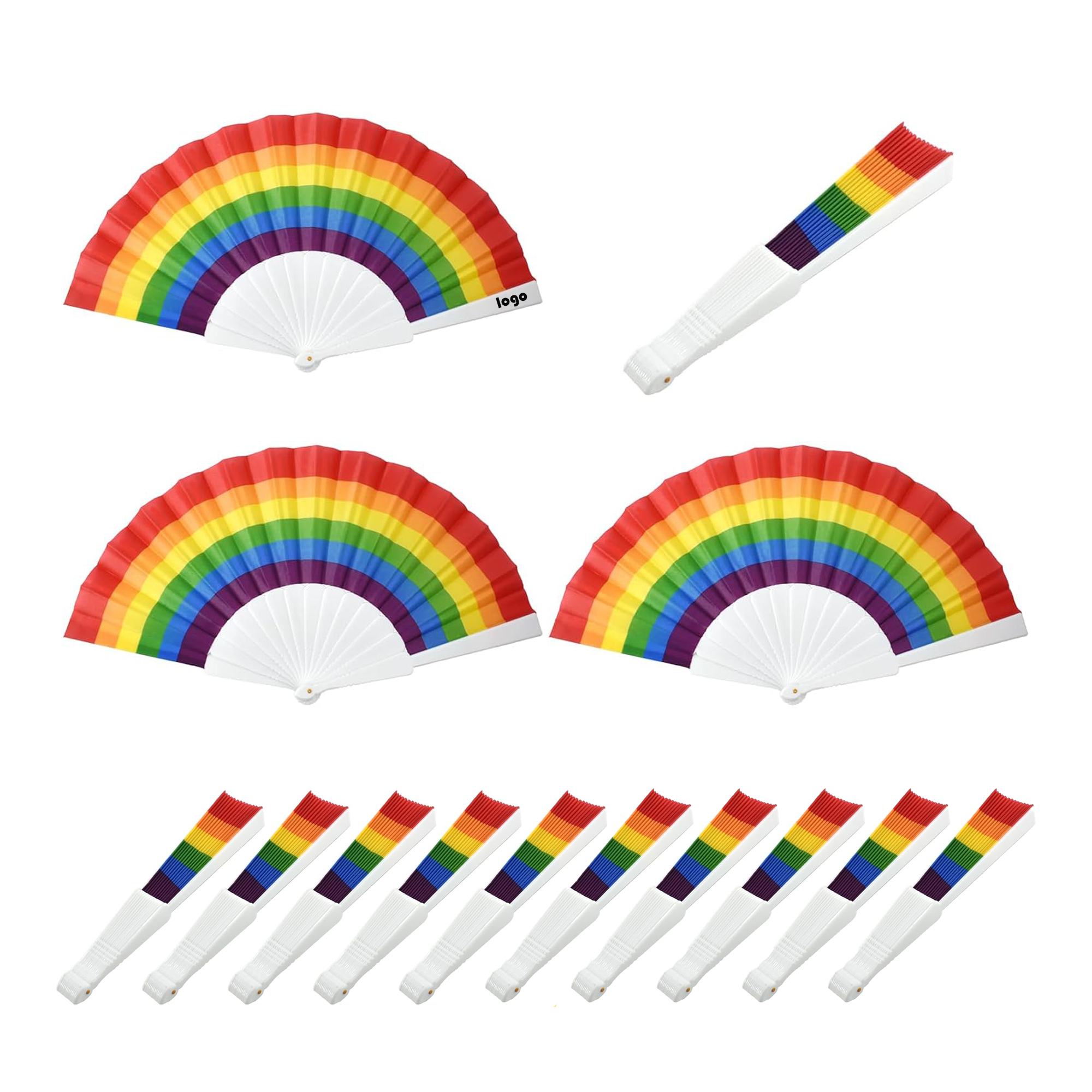 Plastic Rainbow Folding Cloth Fan 2