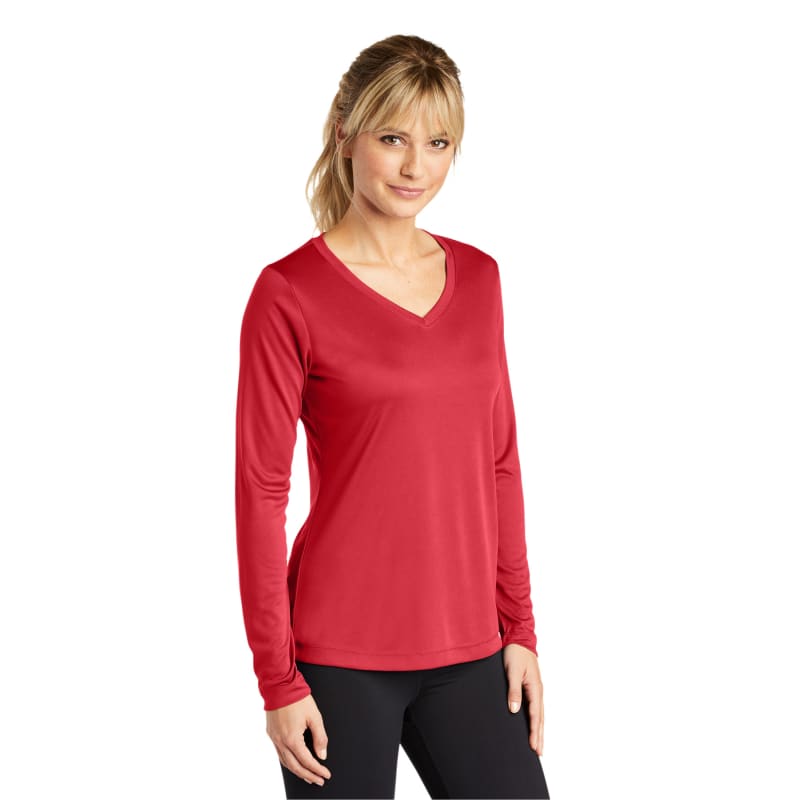 Sport-Tek Women's Long Sleeve PosiCharge Competitor V-Neck Tee. 21