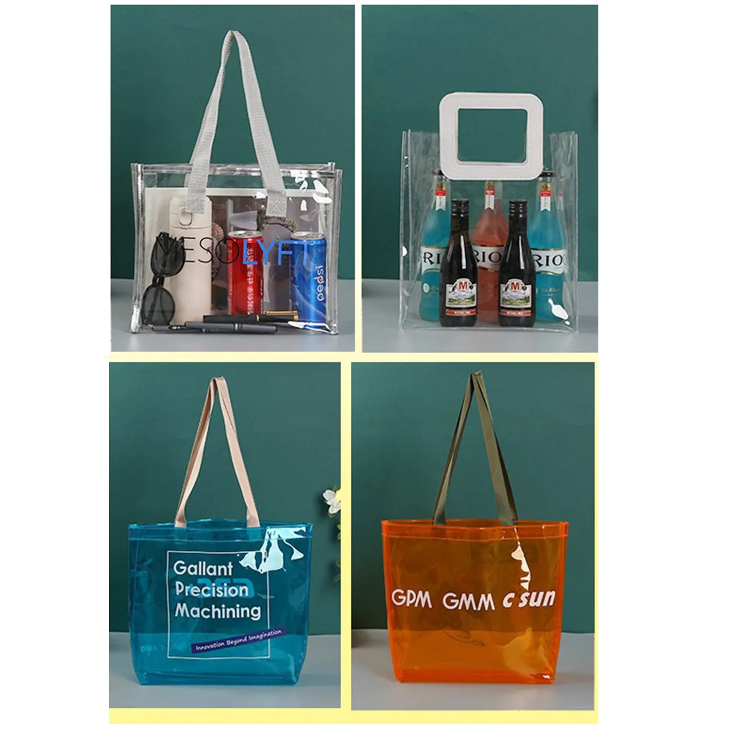 Clear PVC  Tote Bag, custom tote bag with logo imprint 2