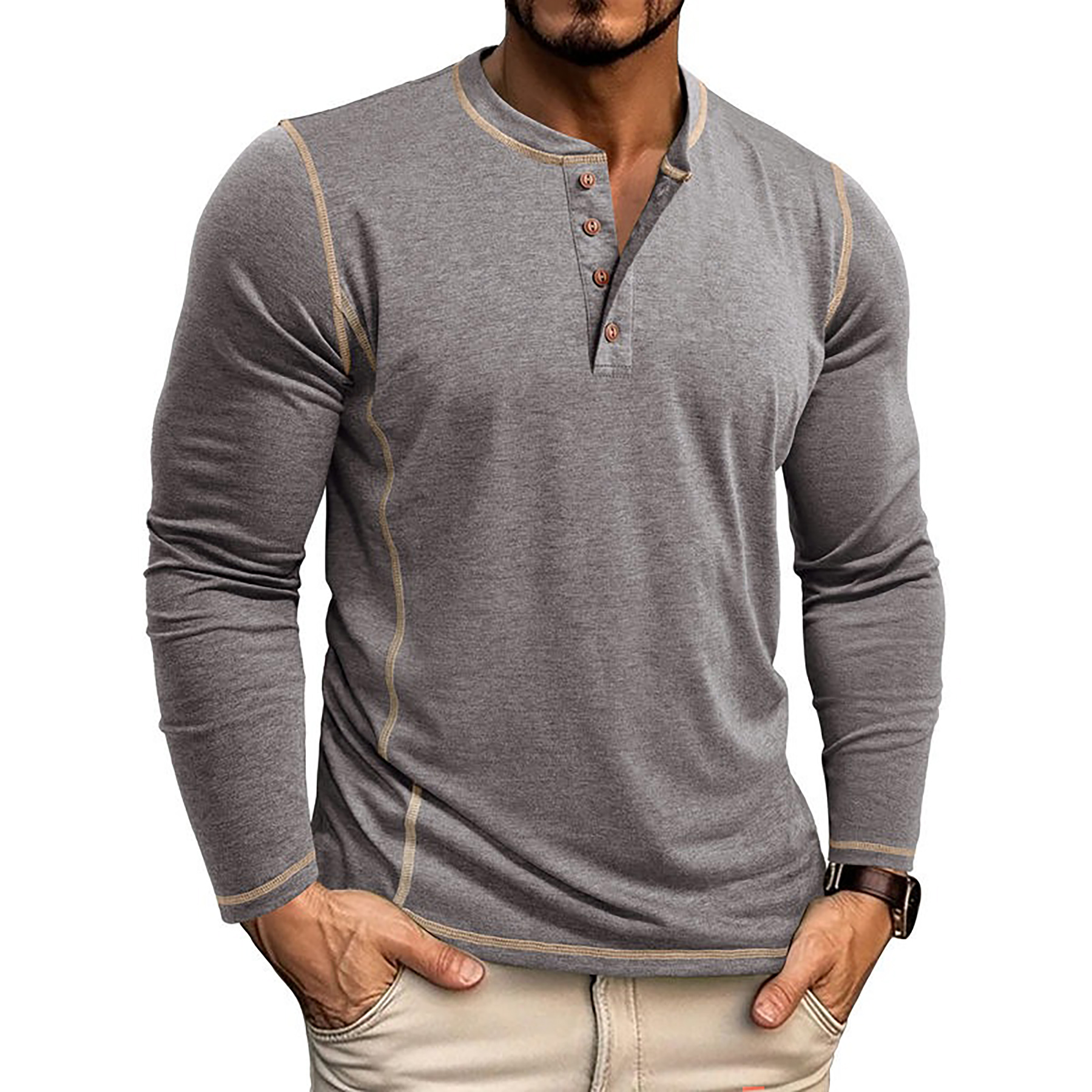 Men's Henley Shirt Long Sleeve 8