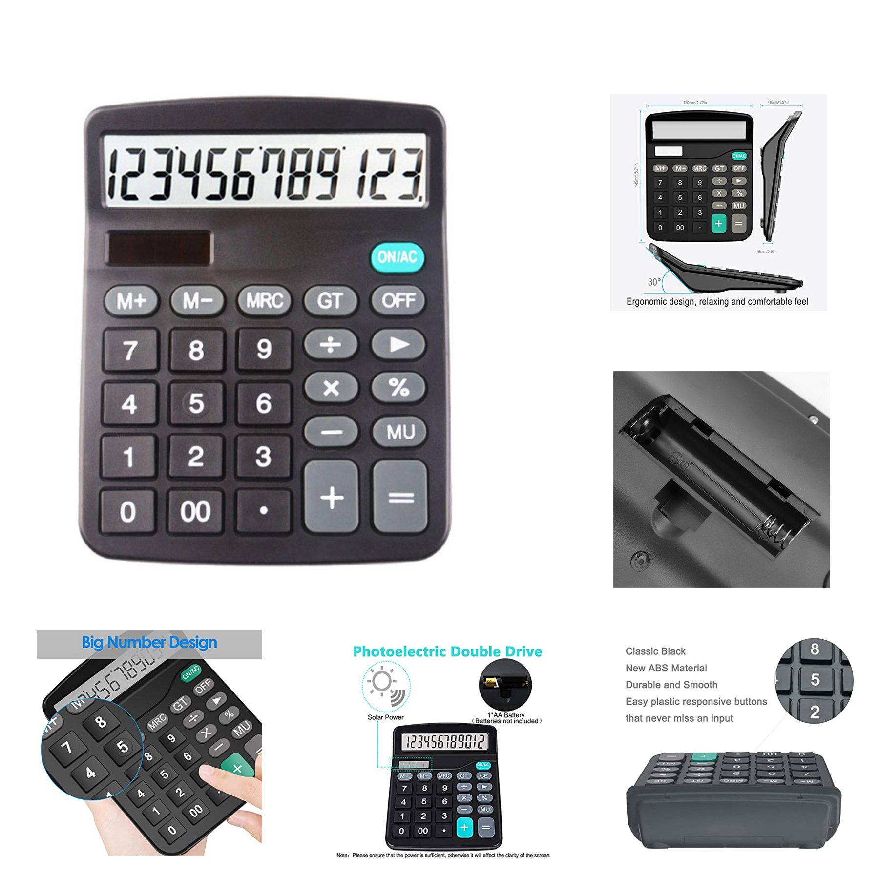 12 Digit Dual Power Calculator 1
