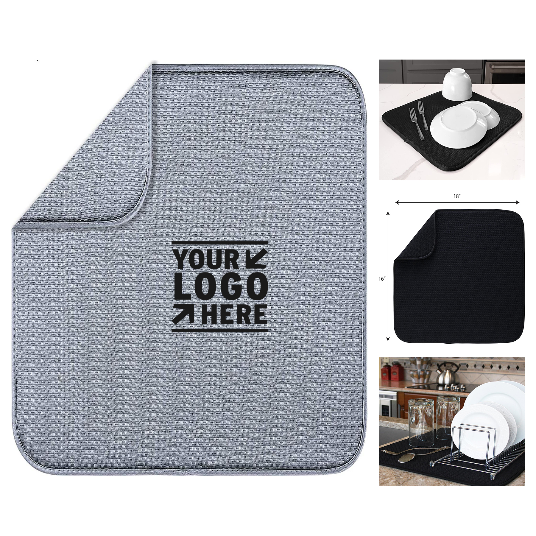 Reversible Microfiber Dish Drying Mat