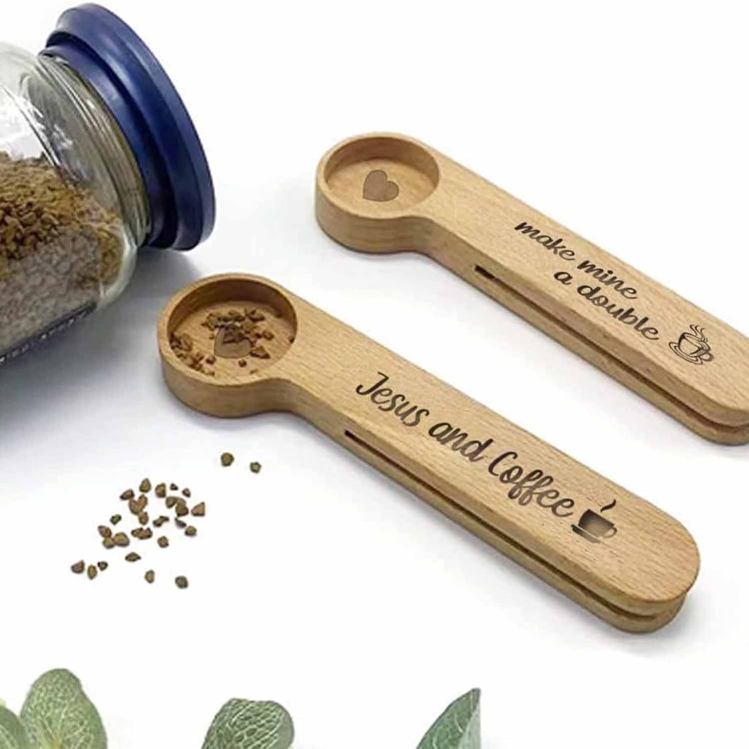 Measuring spoons of coffee beans wooden 6