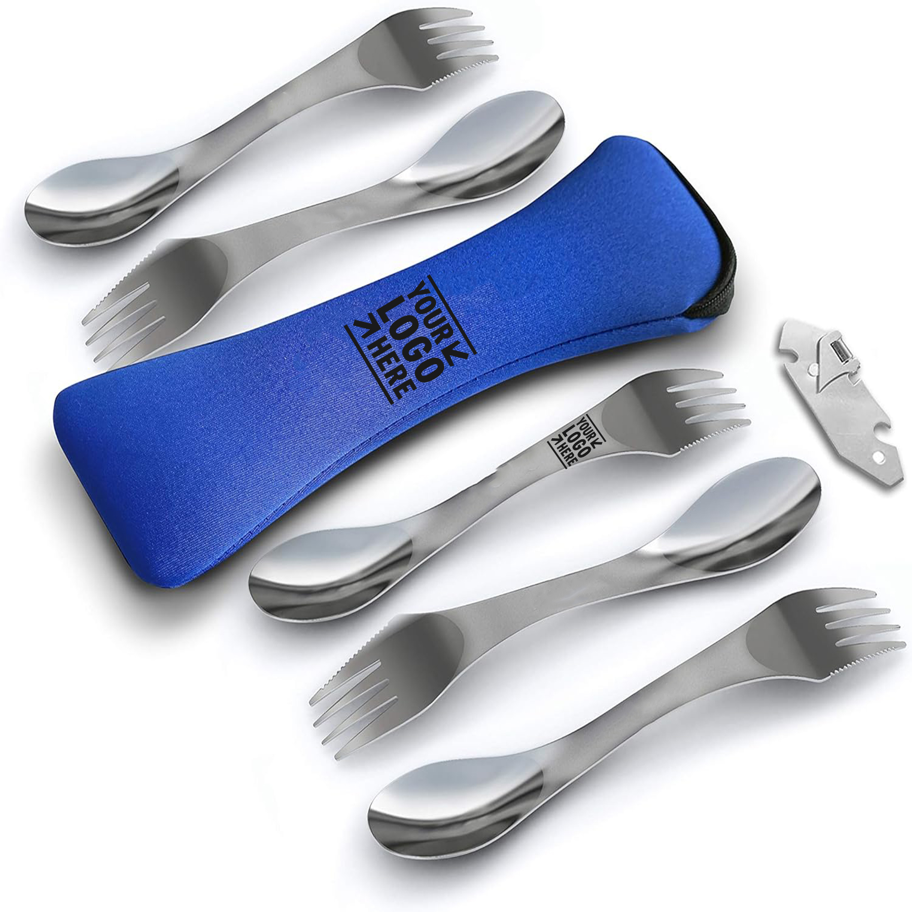 5 Spork Spoon Fork Knife Utensils Set Durable Rust Proof Camping Outdoor Stainless Steel Flatware  2