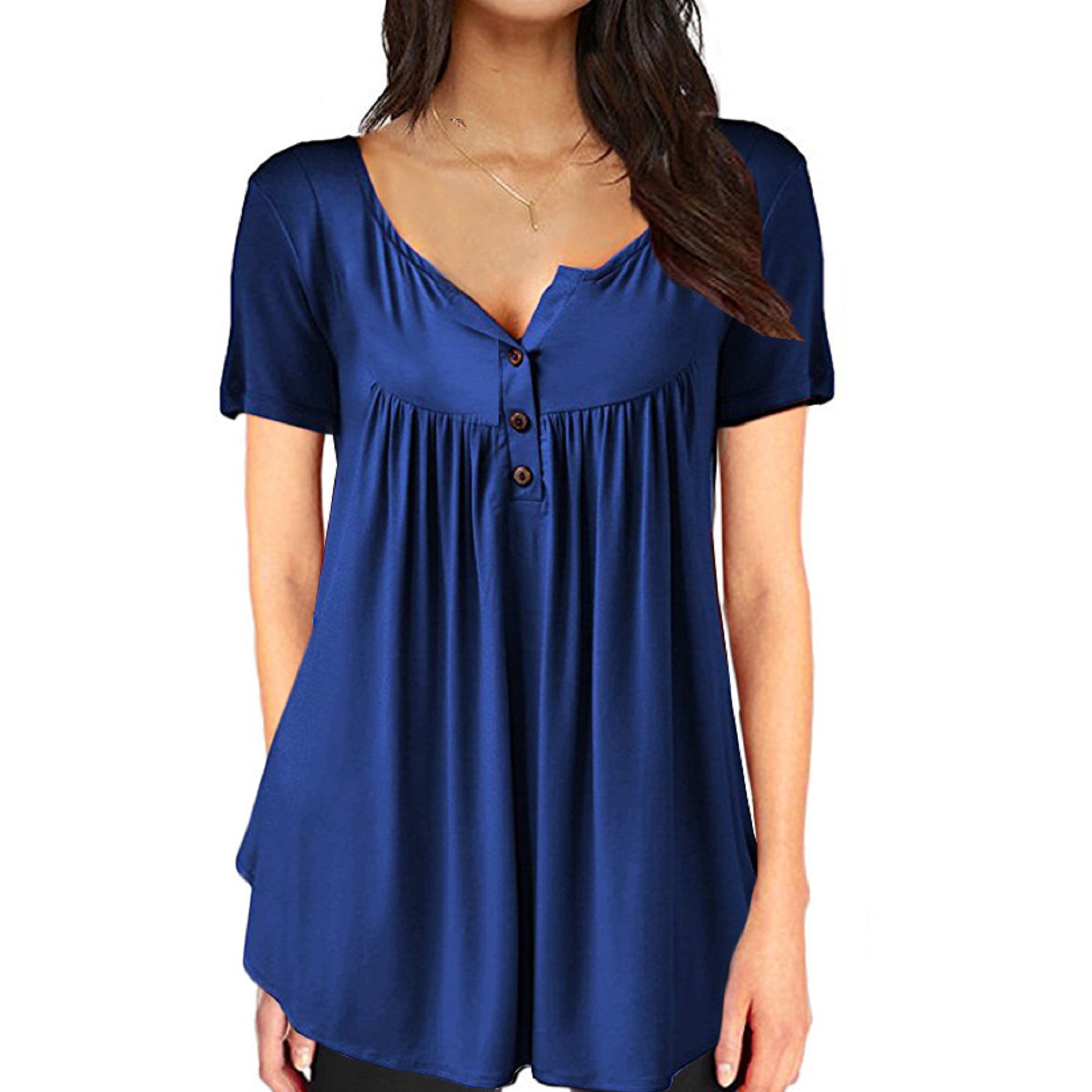 Women's Long Sleeve Henley Shirt Casual Button Up Tunic Tops 3
