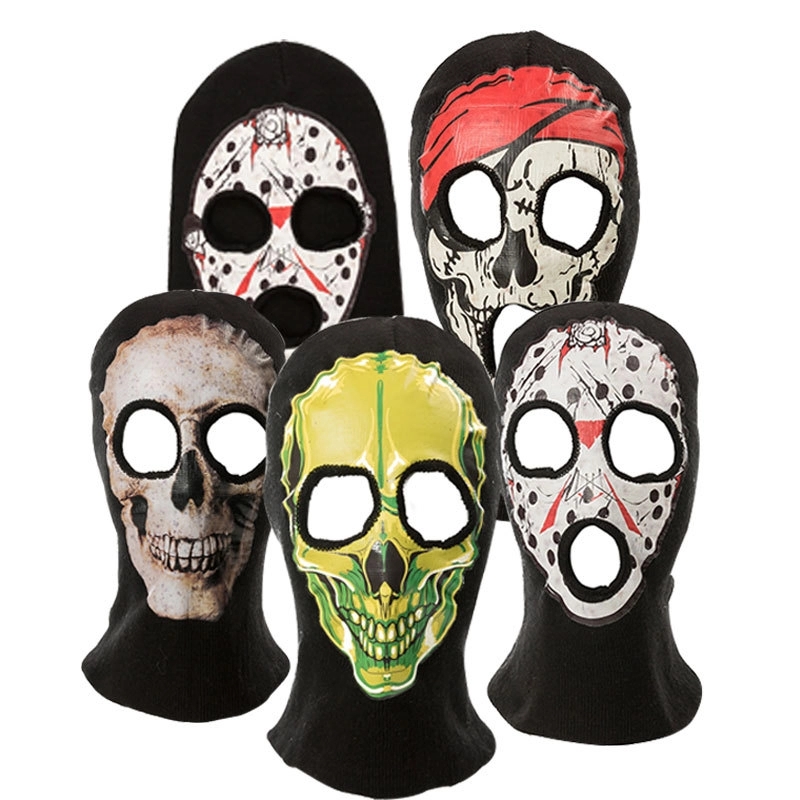 Halloween skull knit cosplay balaclava mask 1