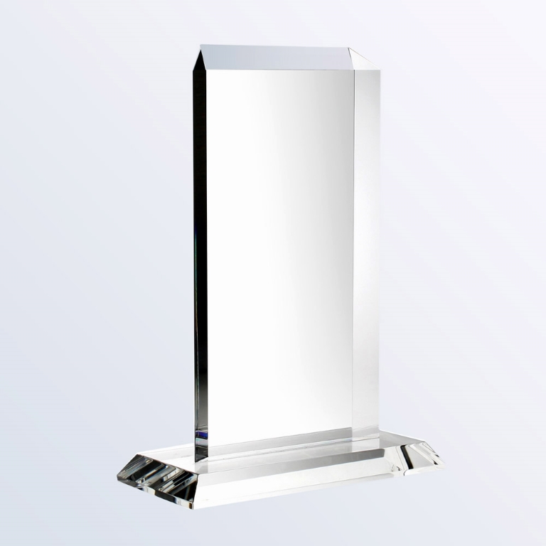 Vertical Rectangle Plaque with Base Optic Crystal Award - Small