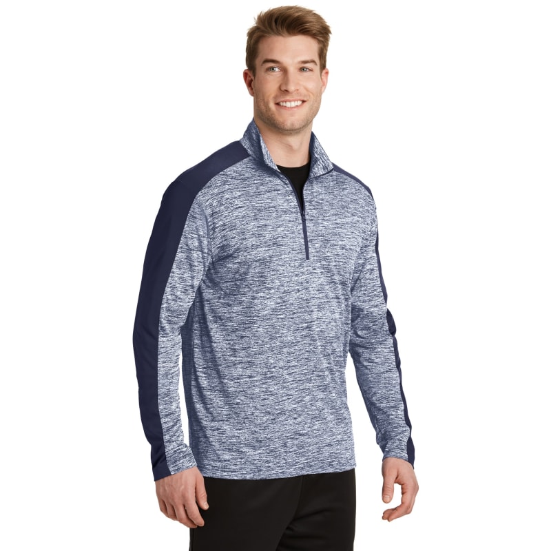 Sport-Tek PosiCharge Electric Heather Colorblock 1/4-Zip Pullover., custom hoodie or sweatshirt with logo imprint 9