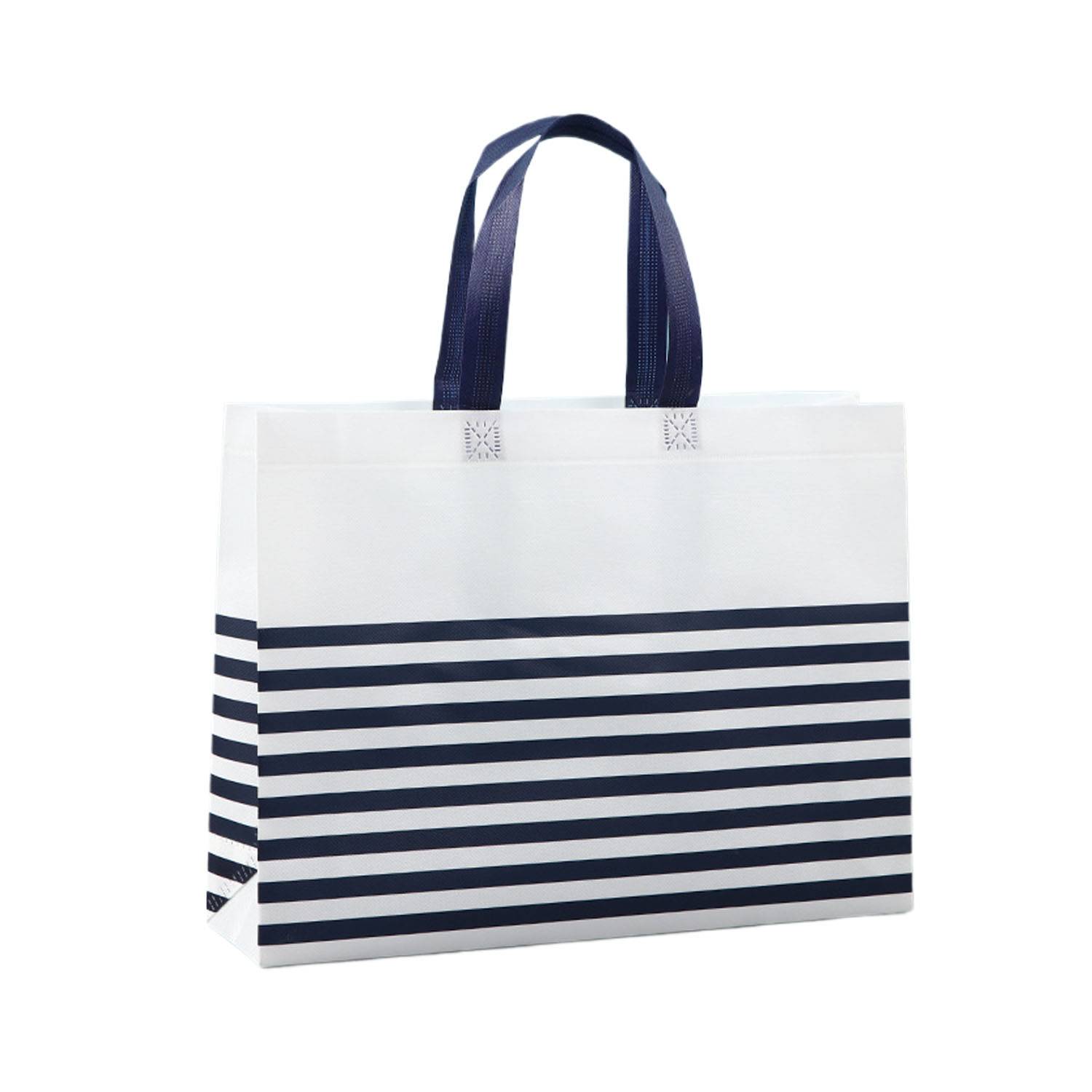 Non-Woven Horizontal Stripe Tote Bag 4