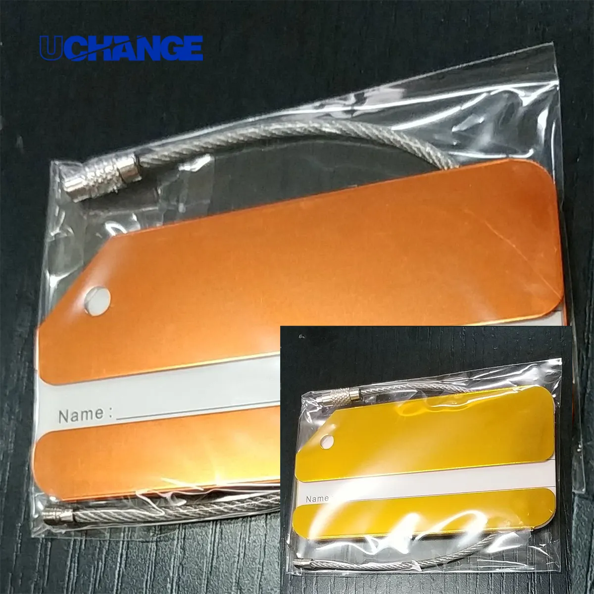 Anodized Aluminum Luggage Tag With Steel Cable Loop 4