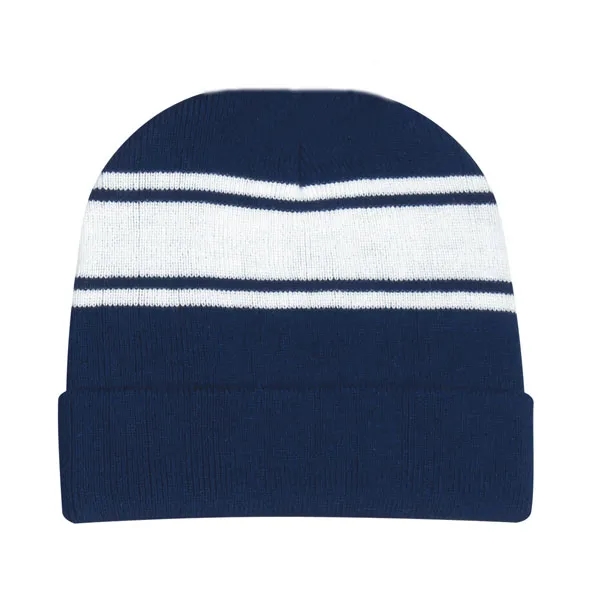 Striped Acrylic Knit Beanie With Cuff 6