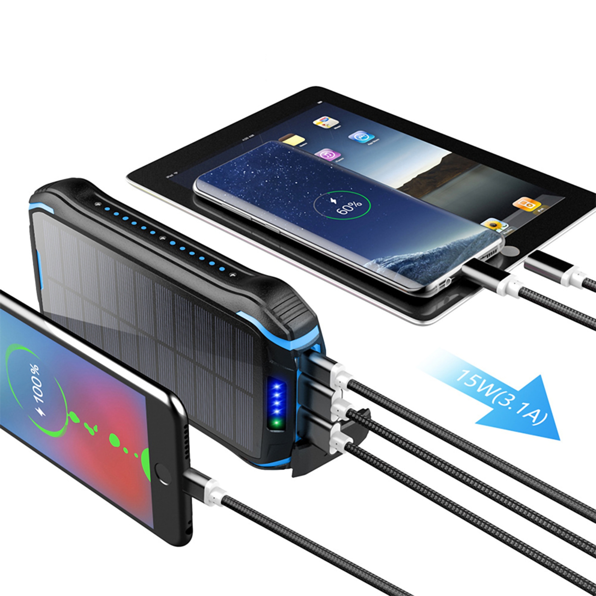20000mAh Solar Power Bank w/LED Flashlight 4