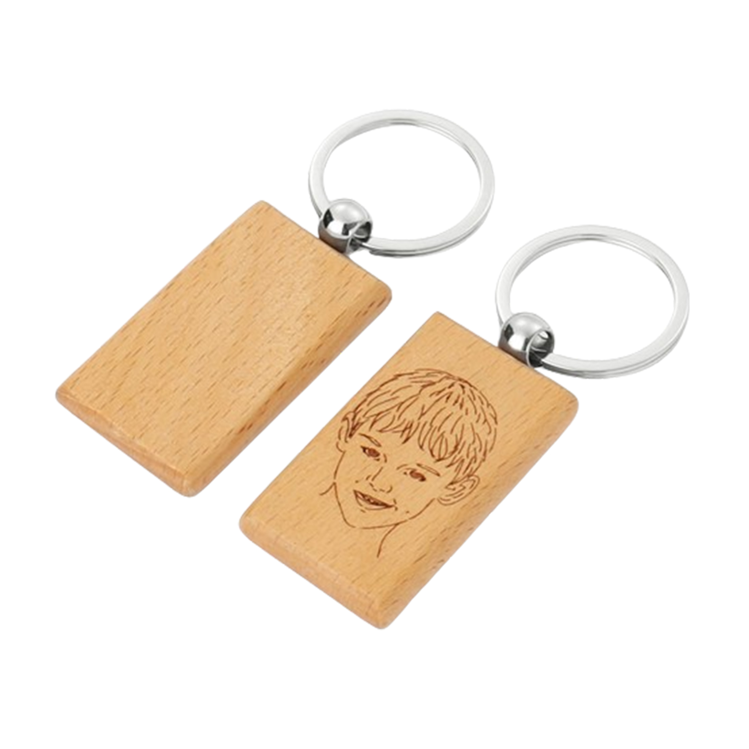 Wooden Rectangle Design Keychain 4