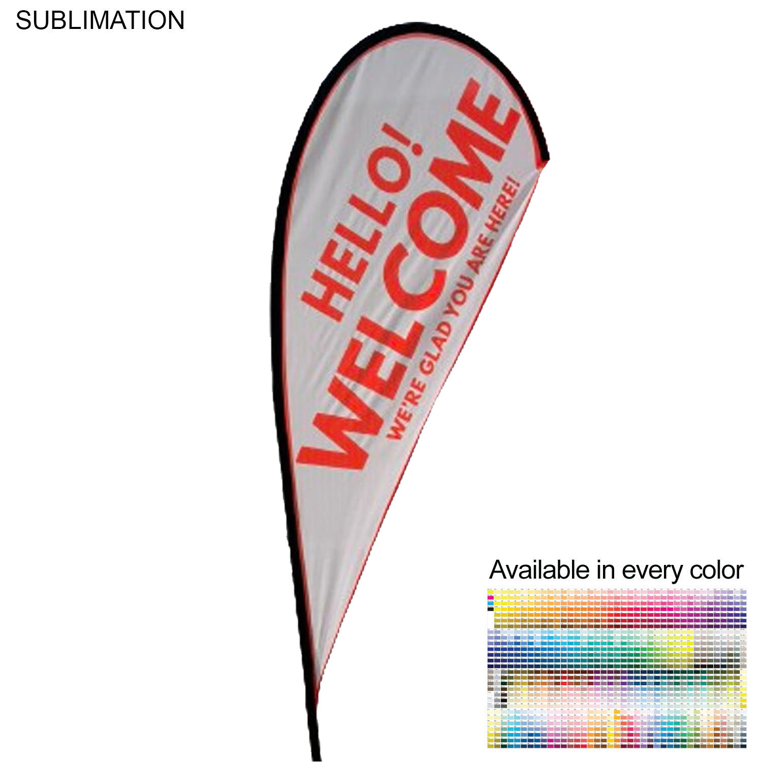 48 Hr Quick Ship - 9' Small Tear Drop Flag Kit, Full Color Graphics Double Sided, Spike and Bag 7