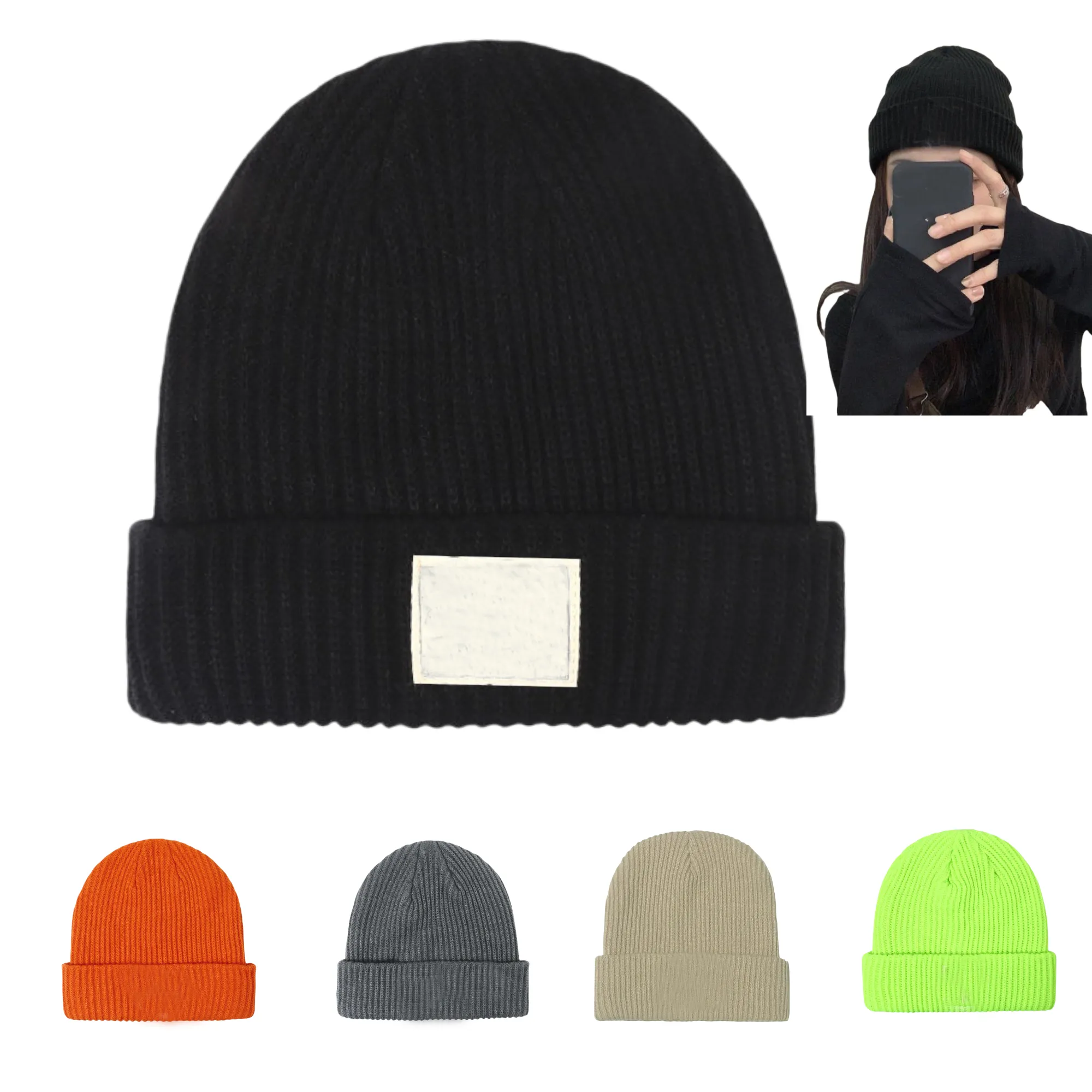 Unisex Warm Winter Hats Acrylic Knit Cuffed Beanie