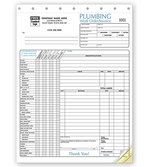 Plumbing Work Order / Invoice With Checklist 1