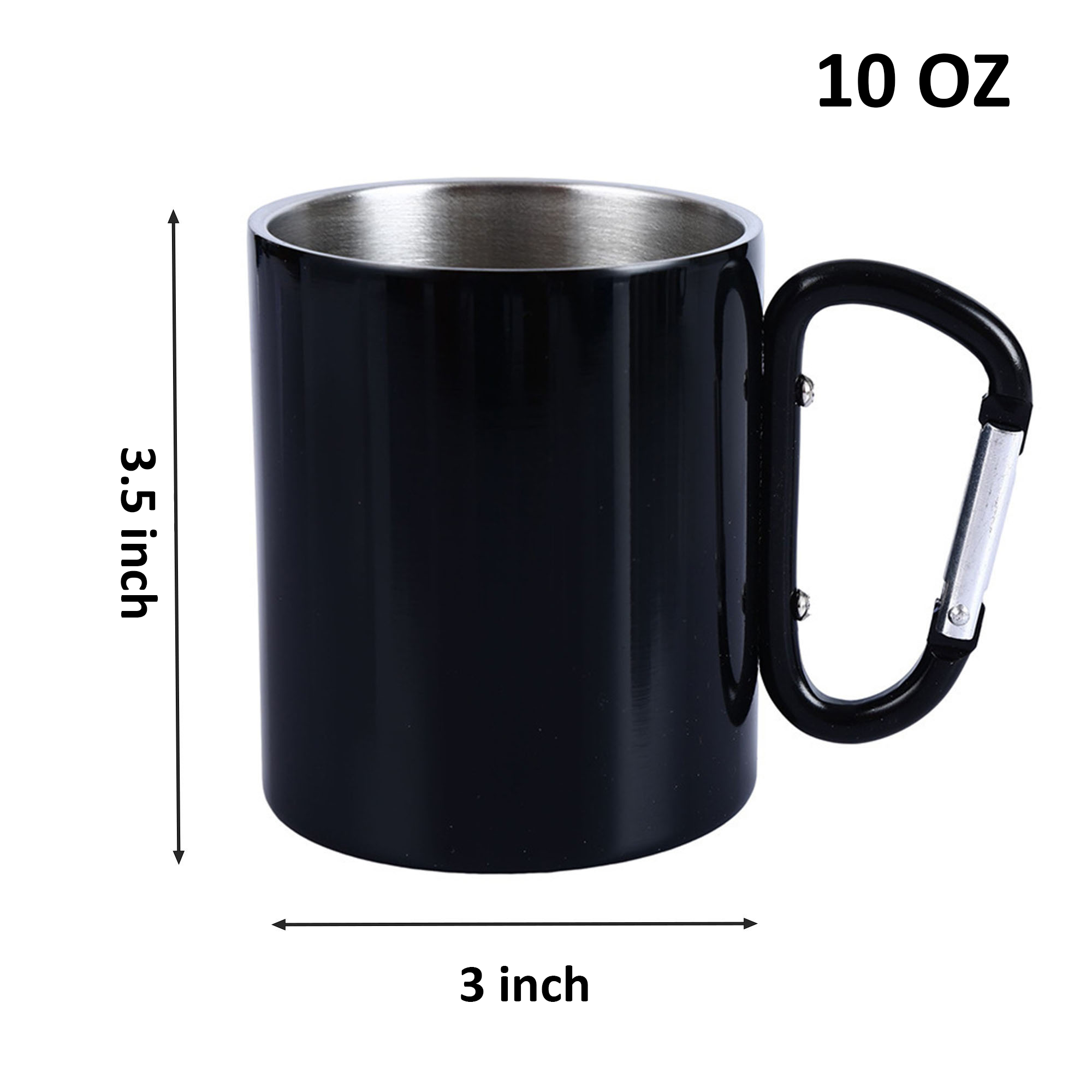 10oz Stainless Steel Camping Cup With Carabiner 1