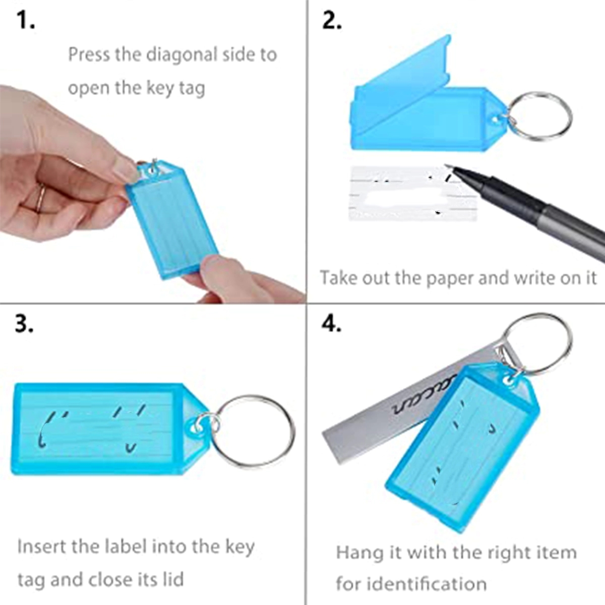 Plastic Key Tags With Split Ring Label Window 4