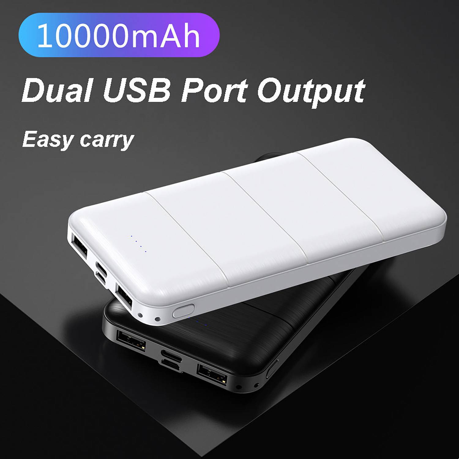 10000mAh Portable Fast Charging Plastic Power Bank 4