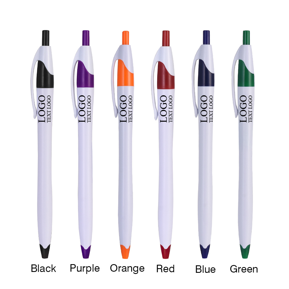 White Retractable Pen with Colored Trim 11