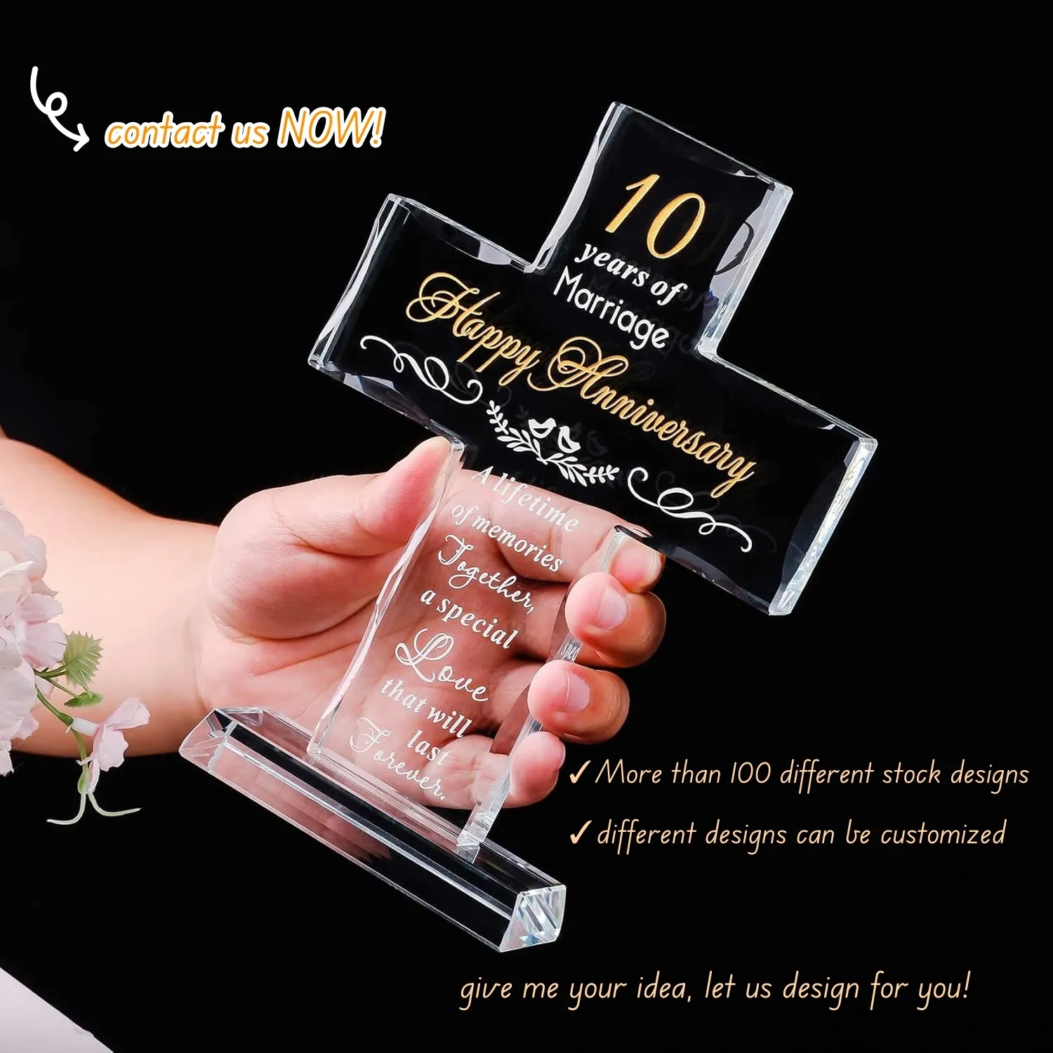 Engraved Custom Crystal Cross Wedding Religious Gifts 3