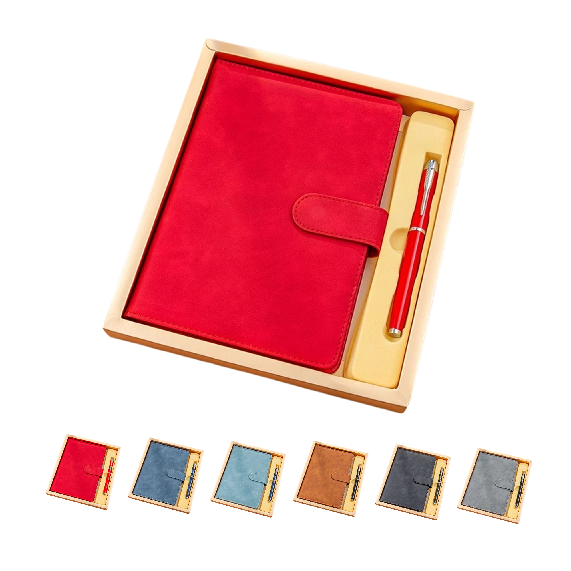 PU Leather A5 Notebook With Magnetic Buckle And Metal Pen Gift Set 2
