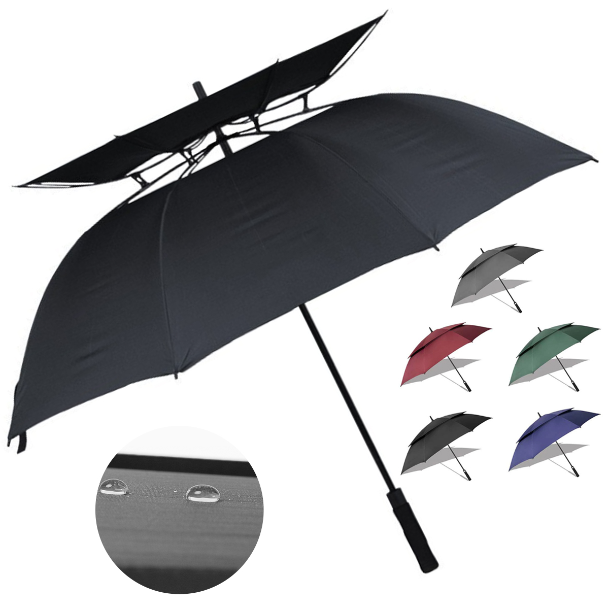 Double Canopy Vented Golf Umbrella for Wind Resistance 9