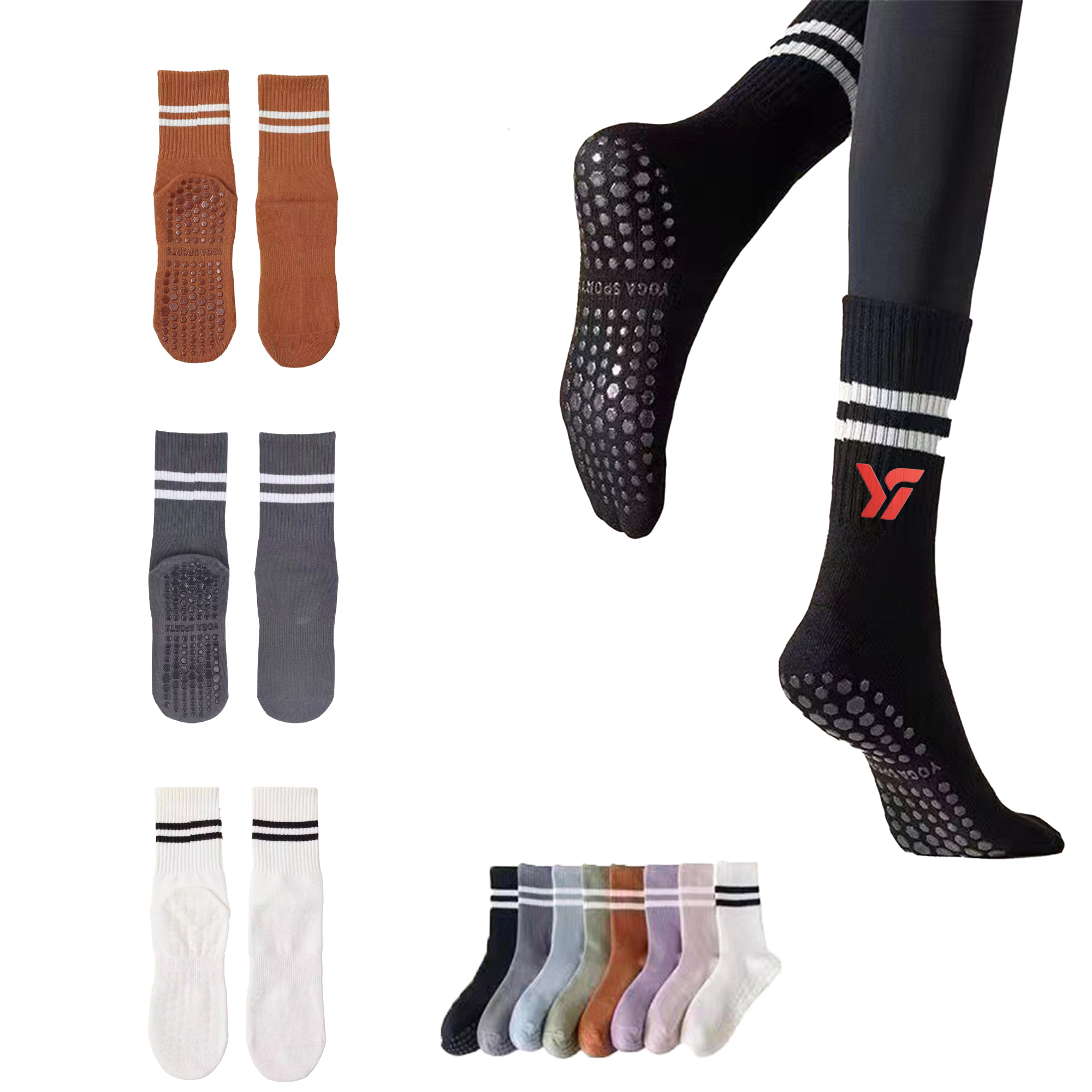 Long Non Slip Socks for Yoga Pilates 2