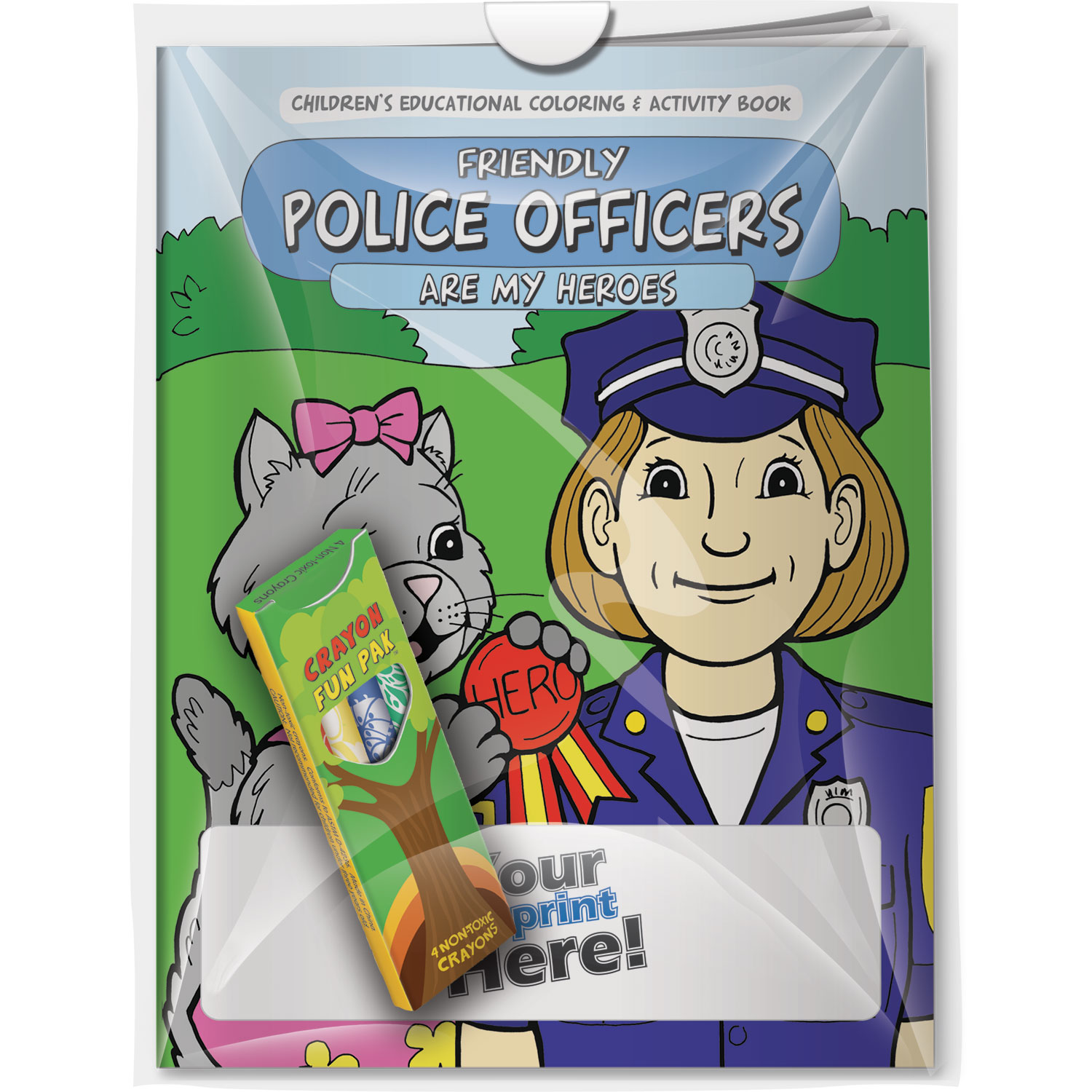 Combo Pack - CB1024 Coloring Book & 4-Pack of Crayons (Imprinted) in a Poly Bag 2