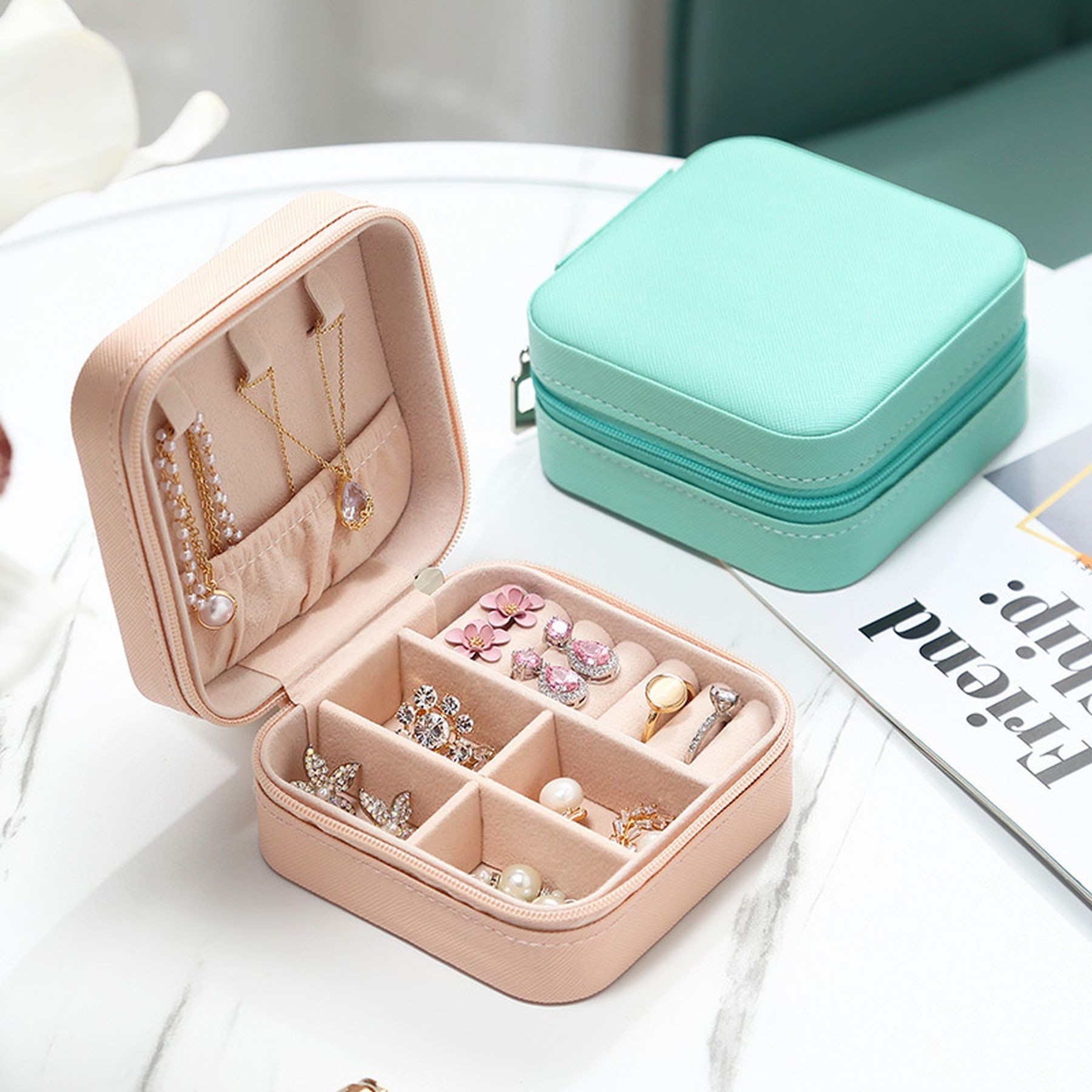 Pu Leather Small Jewelry Box Travel Portable Jewelry Case 1