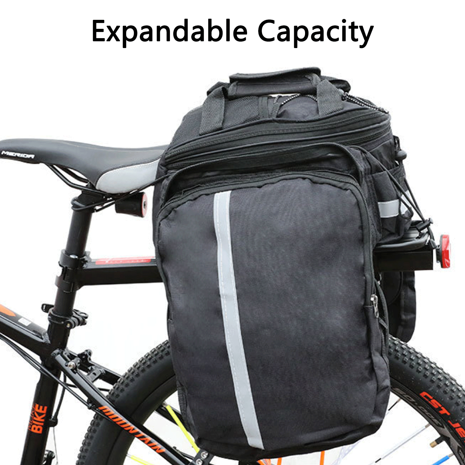27L Expandable Bicycle Riding Rear Seat Rack Trunk Bag 13