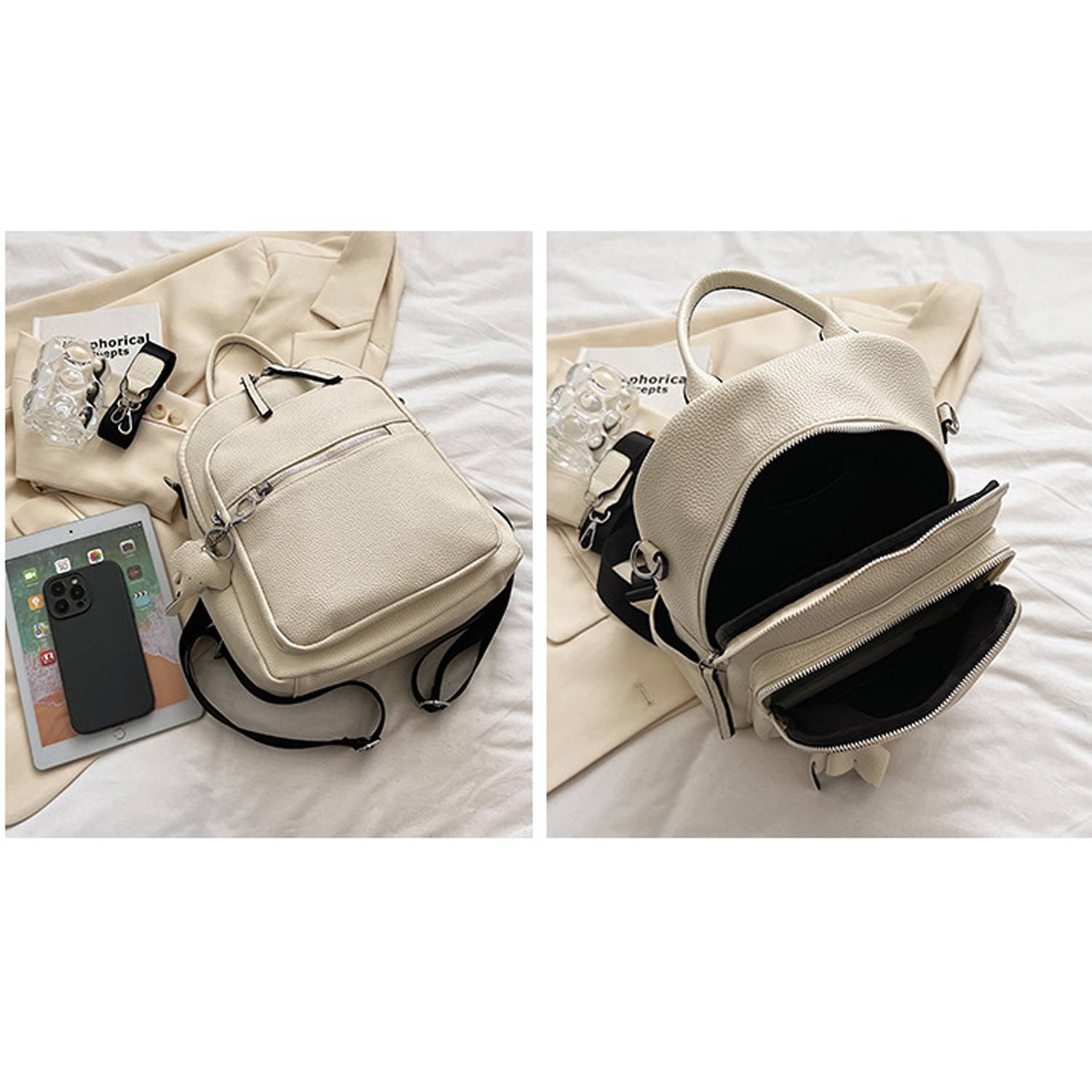 PU leather Large-capacity casual compact backpack 4