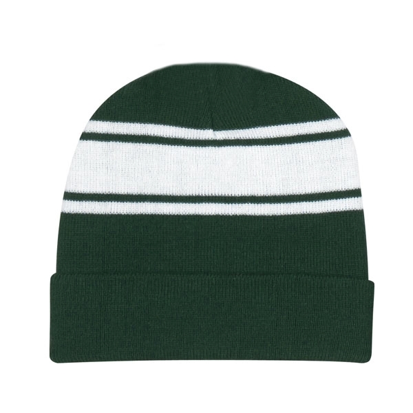 Striped Acrylic Knit Beanie With Cuff 7