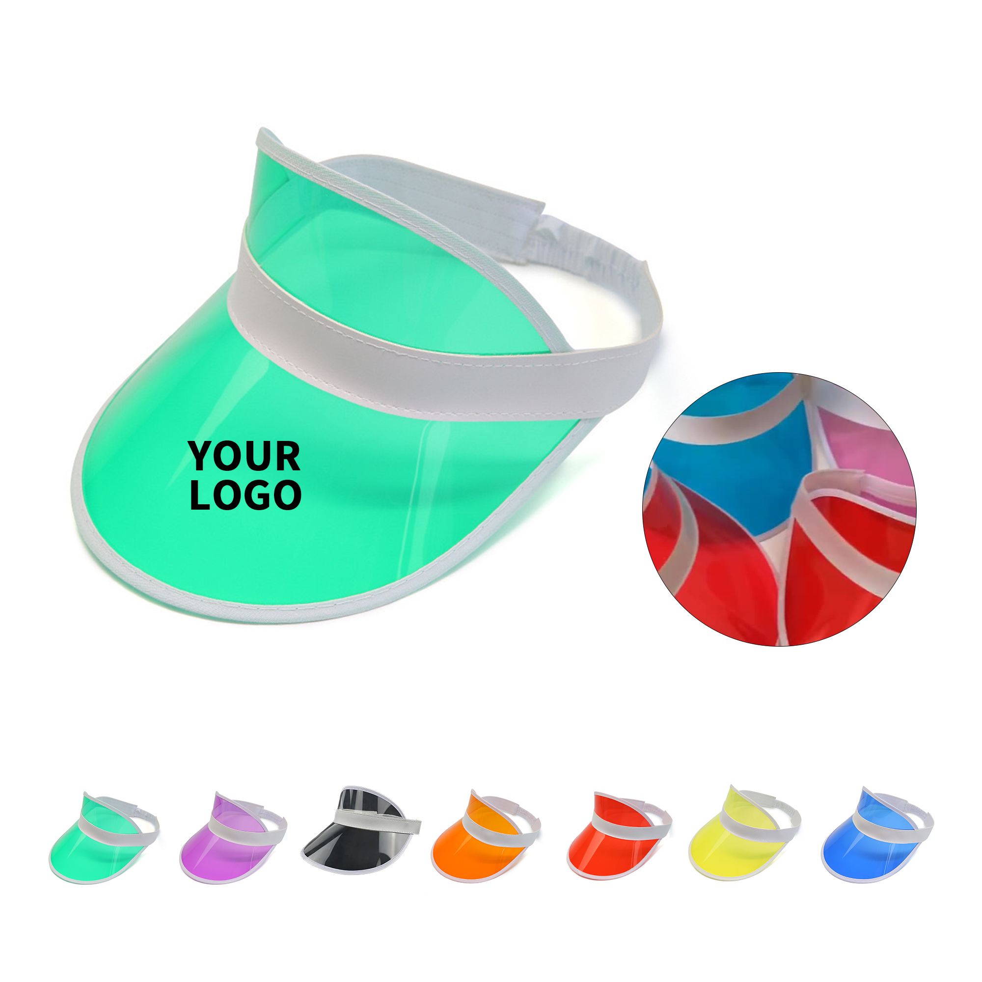 Plastic Clear UV Protection Sun Visor With Elastic Band 2