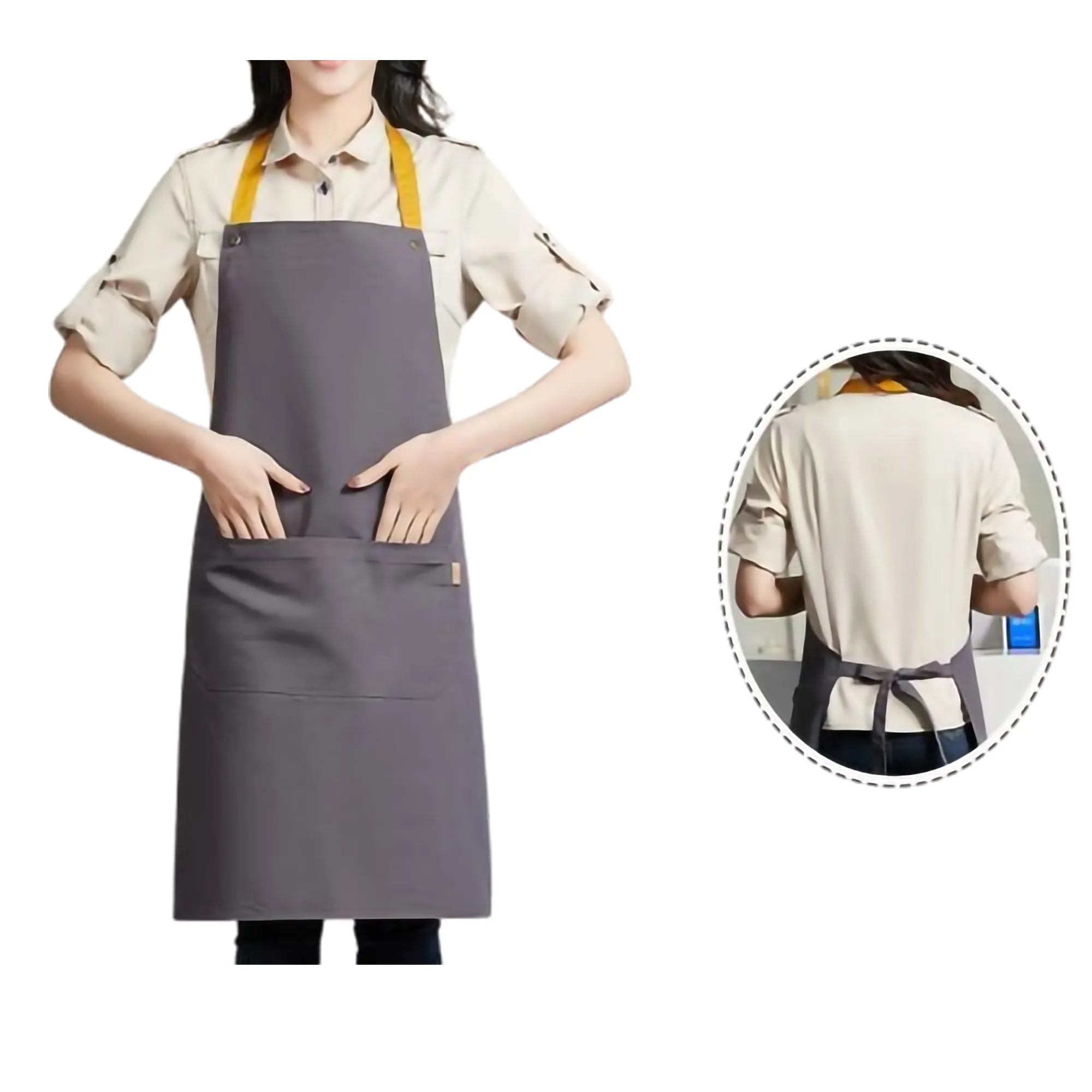 14 oz. Custom Canvas Kitchen Apron W/ 2 Front Pockets MOQ50 2